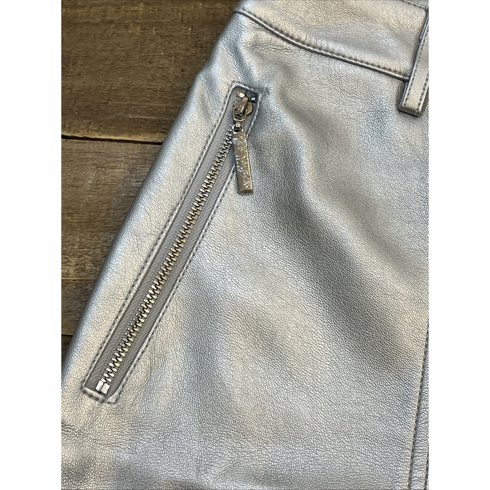 Marc New York Womens Skirt Size 2 Silver Metallic Front Zipper Pockets Mini - Picture 2 of 11